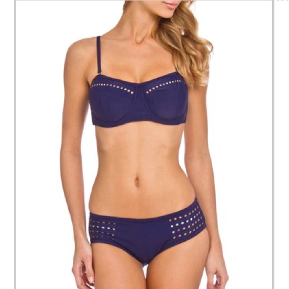 Navy Blue Laser Cut Bikini - Sz M